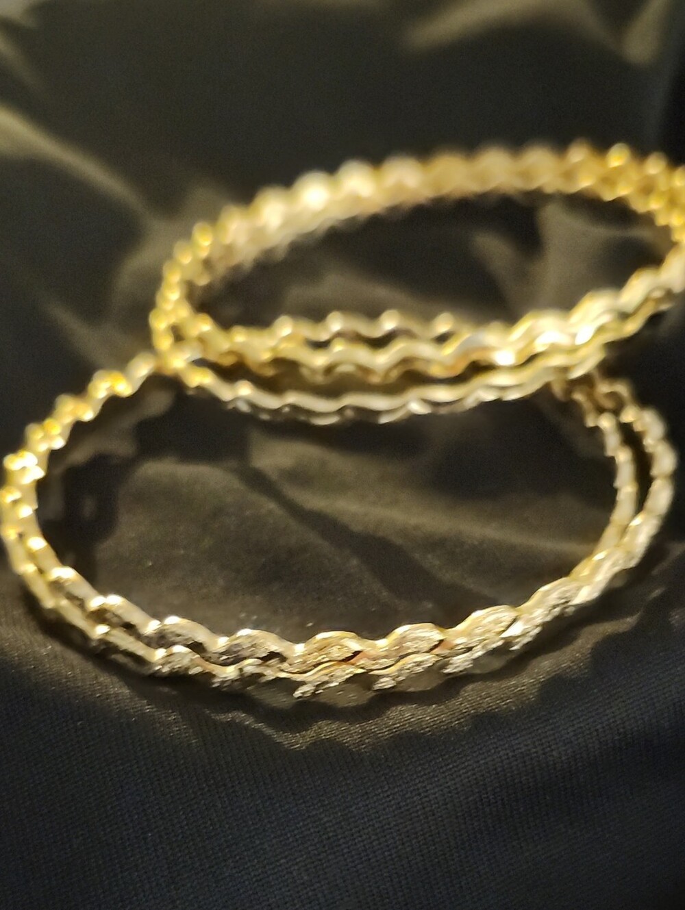 Gold Wavy Texture Hoop Bangle Set - Women’s Bracelet Stack